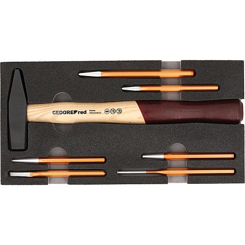 Hammer and chisel set in 1/3 foam module, 7-piece Standard 1