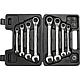 Ring ratchet open-end wrench set with adapters, metric, reversible Standard 1