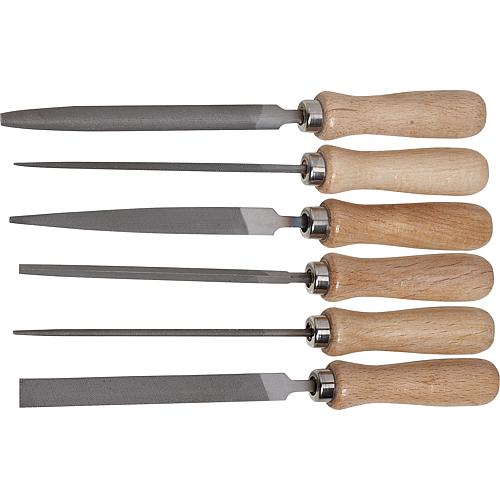 Spanner file set with wooden handle, 6-piece Standard 1