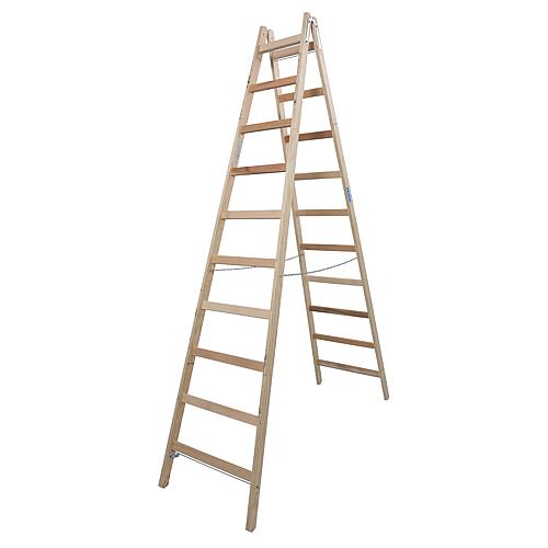 Double rung ladder (wood) working height 4.03 standing height 2.70 length 2.80 steps 2x10