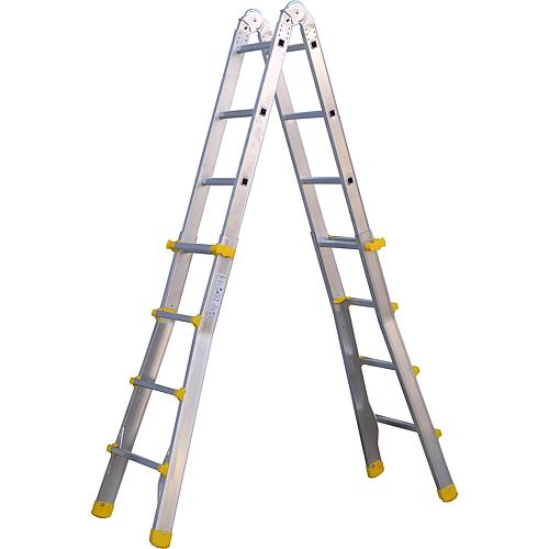 Aluminium telescopic ladder with steel joint