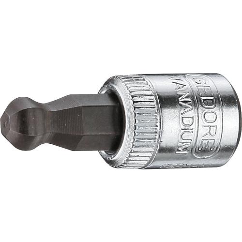 Embout de tournevis GEDORE 1/4" six pans creux avec tete spherique, SW 4mm, longueur 14,5mm