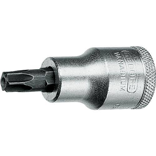 Screwdriver insert 1/2”, Torx® socket, with bore, metric, short Standard 1
