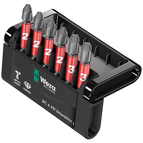 Bit set WERA Bit-Check Impactor, diamond-coated, 6-piece Philips