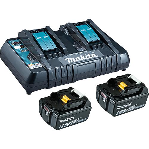 Battery set, 18 V, 2 x 5.0 Ah + 1 x double charger Standard 1