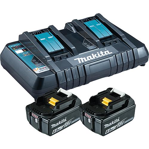 Battery set, 18 V, 2 x 6.0 Ah + 1 x double charger Standard 1