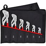 Plier wrench set, 6-piece, with roll-up pouch