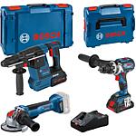 Akku-Set Bosch 18 V, 3-teilig 
bestehend aus Bohrschrauber, Kombihammer, Winkelschleifer mit 1 x 4,0 Ah, 1 x 8,0 Ah ProCORE Akkus und Ladegerät