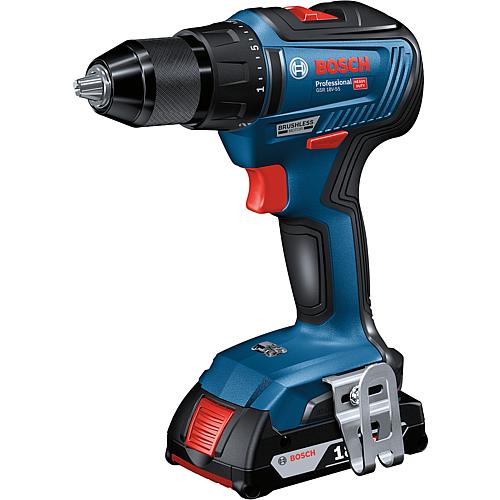 Cordless drill driver Bosch 18 V GSR 18V-55 with 2x 4.0 Ah ProCORE batteries and charger