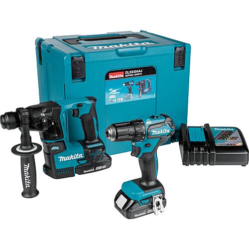 Makita DLX2454AJ 18V battery set consisting of: DDF483 drill driver, DHR171 hammer drill, with 2x 2.0 Ah batteries and charger