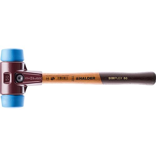 SIMPLEX soft-face hammer with malleable cast iron body and wooden shaft, TPE-soft