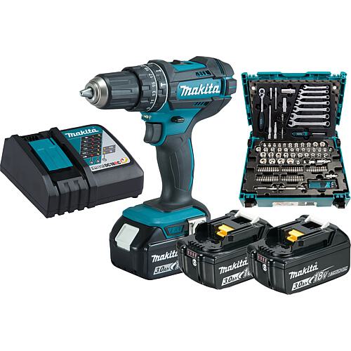 Battery-powered impact drill 18 V with 2 x 3 Ah batteries, charger, carrying case and 120-piece tool set Standard 1