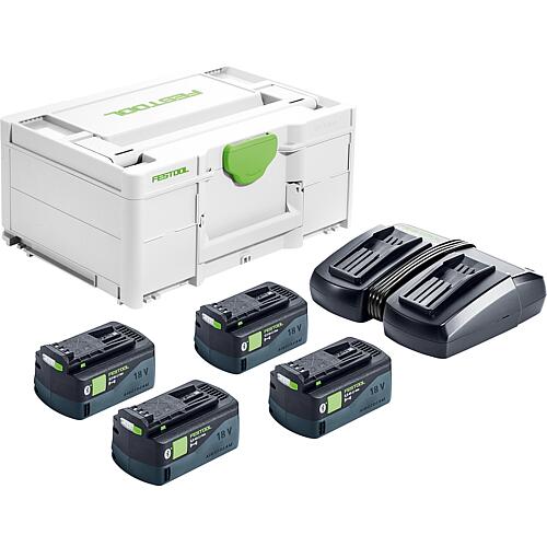 SYS 18V battery set, 577709 4x5.0/TCL 6 DUO, with 4 x 5 Ah batteries and charger with transport case Standard 1