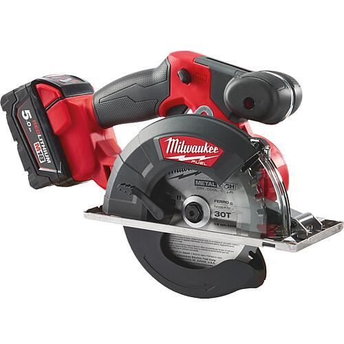 Cordless metal circular saw Milwaukee M18FMCS-502X, 18V with 2 x 5.0 Ah batteries and charger