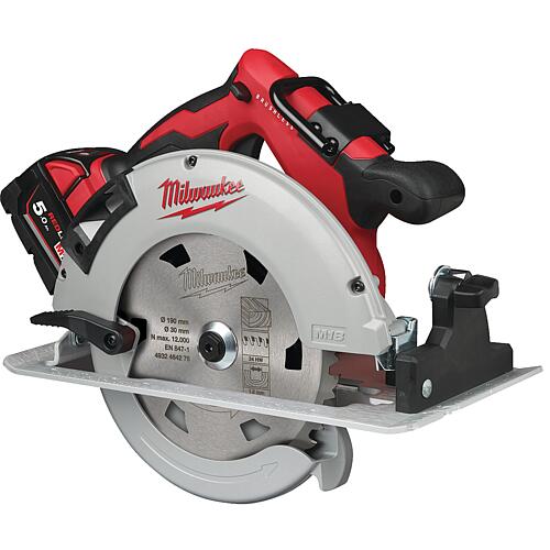 Cordless handheld circular saw Milwaukee M18BLCS66-502X, 18V with 2x 5.0 Ah batteries and charger