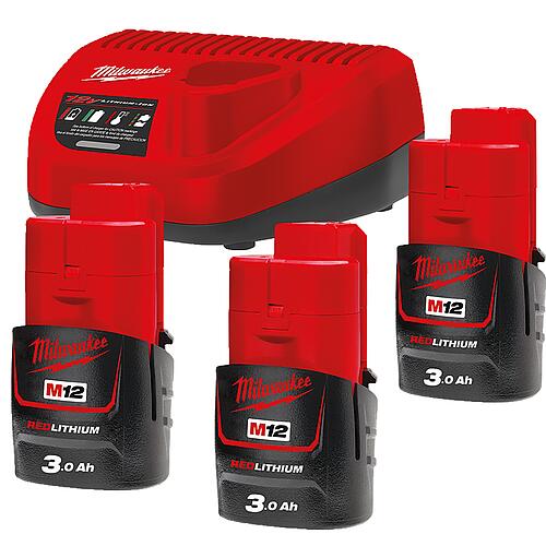 Kit sans fil 12 V, 3 x 3,0 Ah et 1 x chargeur Standard 1