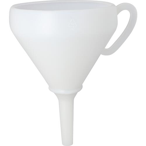 Funnel 260 mm HD-PE, with sieve, handle, natural colour