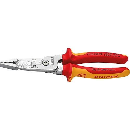 Multifunctional electrician's pliers VDE insulated, length 200 mm, chrome-plated, multi-component handles Standard 1