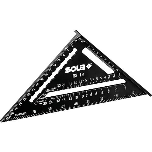 Angled triangle SOLA, RS 18, aluminium, 180mm, with stop