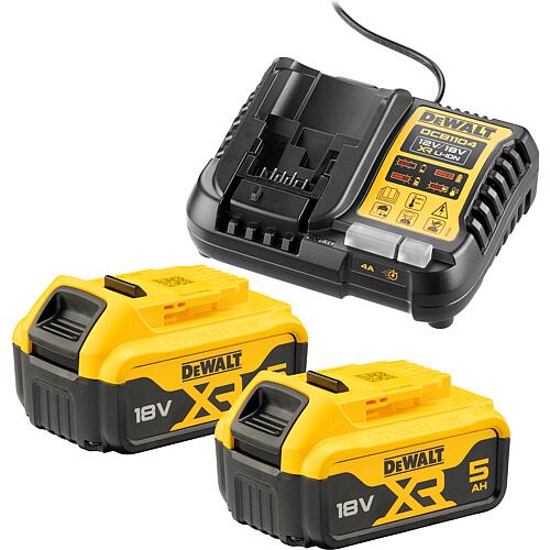 DCB1104P2-QW battery set, 18 V, 2 x 5.0 Ah Li-Ion batteries + 1 x charger Standard 1