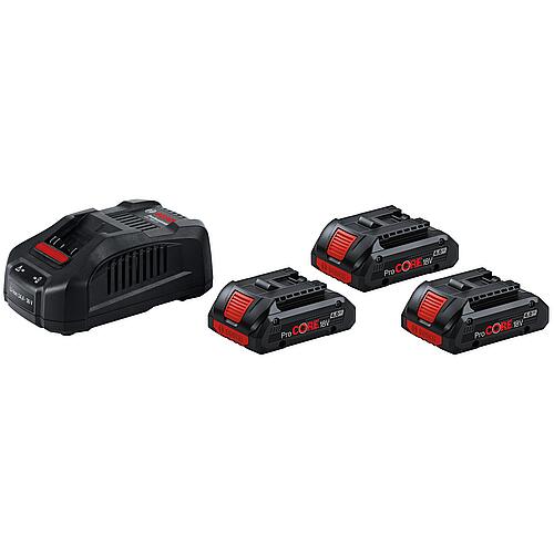 Cordless sets 18 V,
3 x 4.0 Ah ProCORE Batteries and chargers Standard 1