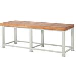 Heavy-duty bench (D) (mm): 900, with 6-leg frame and solid beech worktop (H) (mm): 100