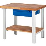 Workbench 7001-7 Basic-7 series with drawer and shelf with solid beech worktop (H) (mm): 40