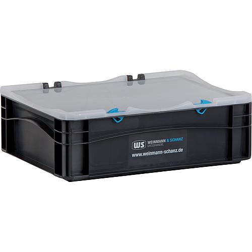 Transport box WS black 400 x 300 x 137 mm with transparent cover