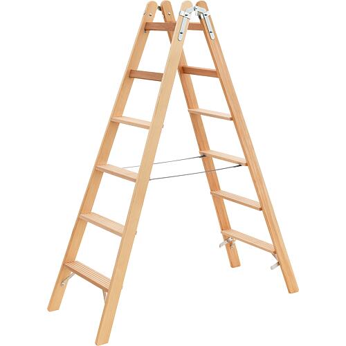 Double step ladder Siedra wood, 2x6 steps, HSL 26