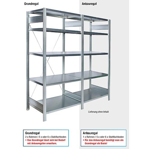 Système de rayonnage avec tablette en acier,charge par niveau 150 kg, charche travée 2000 kg, rayonnage standard, largeur 1000 mm