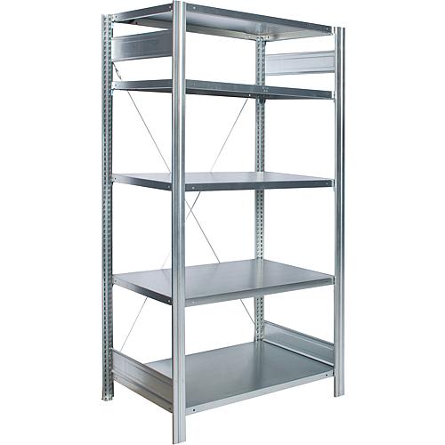 Etagère BERT emboîtable avec 5 tablettes en acier, 2000x1005x500mm, charge 2000kg