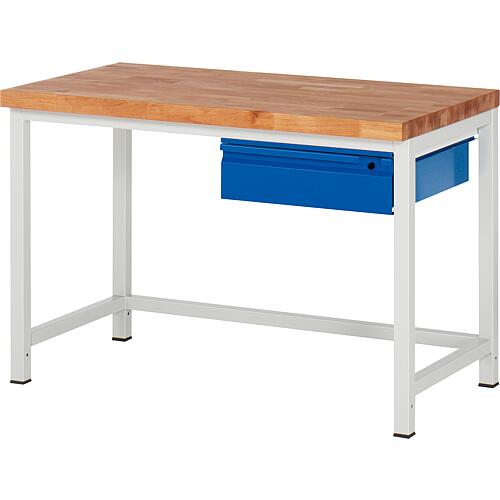 BASIC-8 series workbench with 1 drawer with solid beech worktop, 40 mm Standard 1