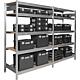 Shelf system with wood shelves,
Shelf load 250 kg, bay load 2000 kg, base shelf Anwendung 3