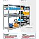 Shelf system with wood shelves,
Shelf load 250 kg, bay load 2000 kg, base shelf Anwendung 1