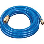 Compressed air hose with fittings (coupling and plug-in nozzle) blue L=10 m./9x14mm/15 bar