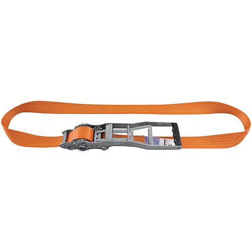 Lashing strap, one-piece DIN EN12195-2, orange lever, strap 50mm, length 10m