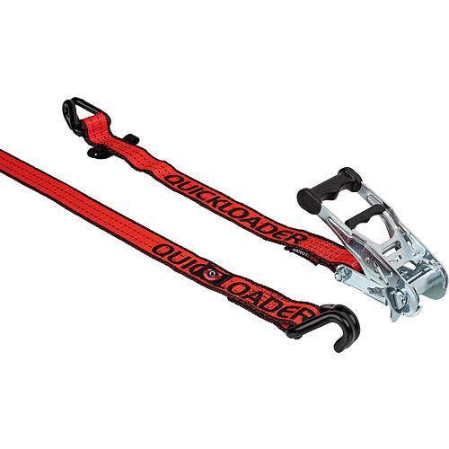 Ratchet lashing strap, two-piece Hybrid with magnet, 1000 kg 6 m red