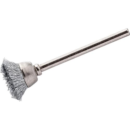 Brosse boisseau fil metallique ondule 0,10mm diam. 15mm tige 3mm