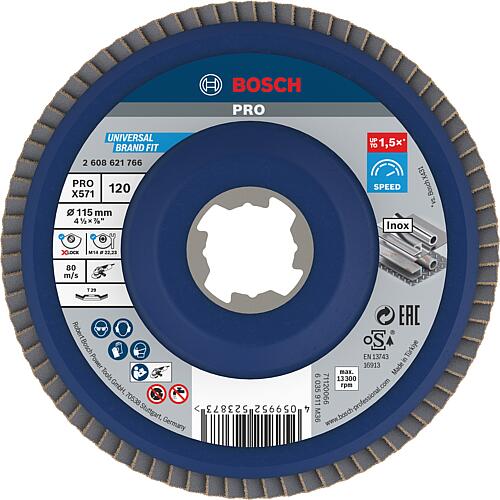 Disque abrasif a lamelles BOSCH couse avec insert X-Lock diam. 115mm K120