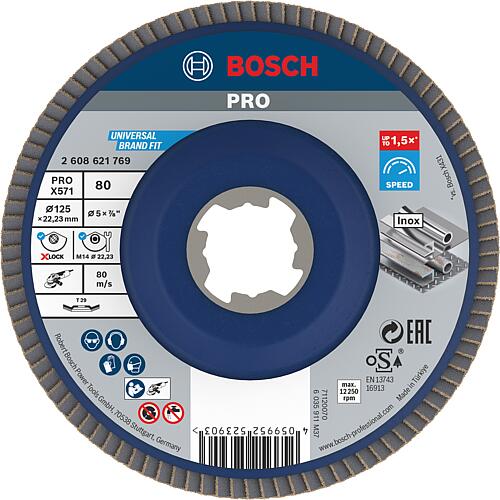 Disque abrasif a lamelles BOSCH coude avec insert X-Lock diam. 125mm K80