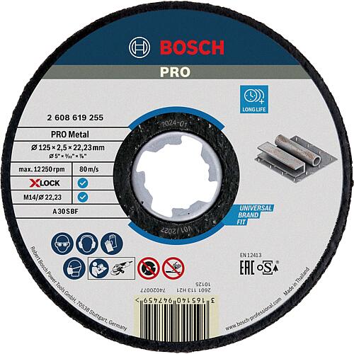 Cutting disc BOSCH® straight for metal and with X - Lock holder Ø 125 x 2.5 mm