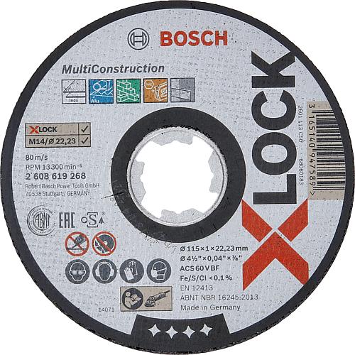 Disque de découpe BOSCH® pour métal, acier, métaux non ferreux, pierre, marbre et plastique avec alésage X-Lock, droit Standard 1