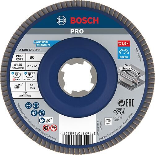 Slatted grinding disc BOSCH® straight with X - Lock holder Ø 125 mm K80