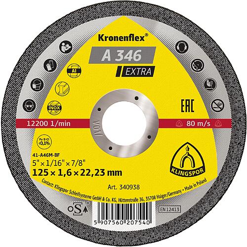 Cutting disc A 346 EXTRA, straight Standard 1