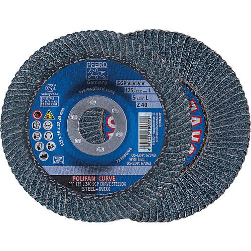 Slatted grinding disc PFERD Ø 125 x 22.23 mm, disc thickness 8 mm K40 for steel, stainless steel