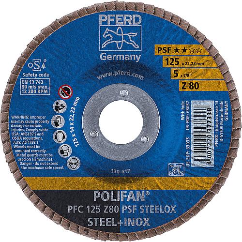 Slatted grinding disc PFERD Ø 125 x 22.23 mm, K80, curved, for steel, stainless steel