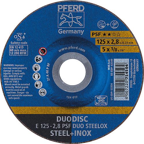 Cutting and grinding disc PFERD Ø 125 x 2.8 x 22.23mm curved, for steel, stainless steel