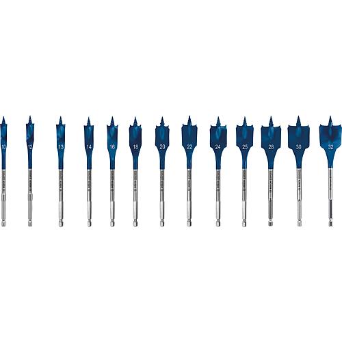 Flat milling drill BOSCH 13-piece Expert SELFCUT Ø 10/12/13/14/16/18/20/22/24/25/28/30/32mm, length
152mm, 1/4" hex socket
