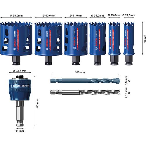 EXPERT hole saw set, wood, metal and soft tiles, CARBIDE TECHNOLOGY, 9-piece Anwendung 1