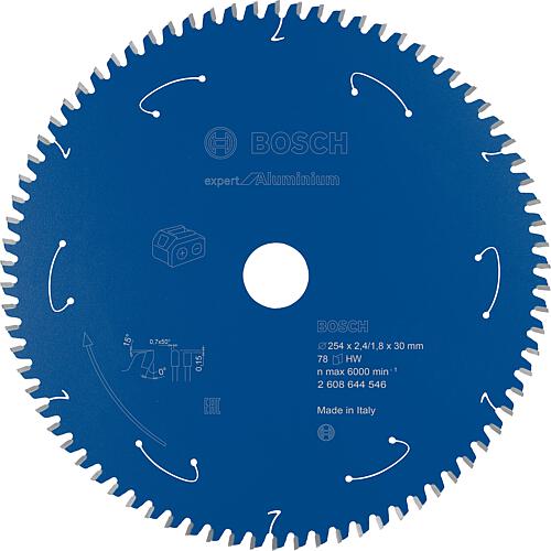 Circular saw blade for aluminium, non-ferrous metals, plastic-coated panels, plastic, hard wood, solid wood, chipboard, plywood, fibre boards Standard 1